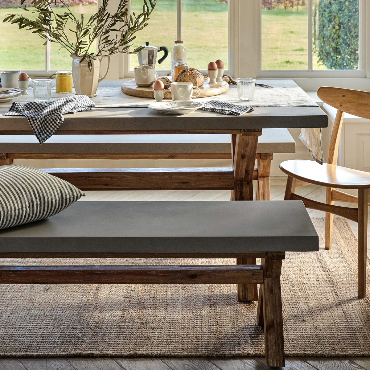 Garden Trading Burford Table & Bench Set Small Natural - Image 4