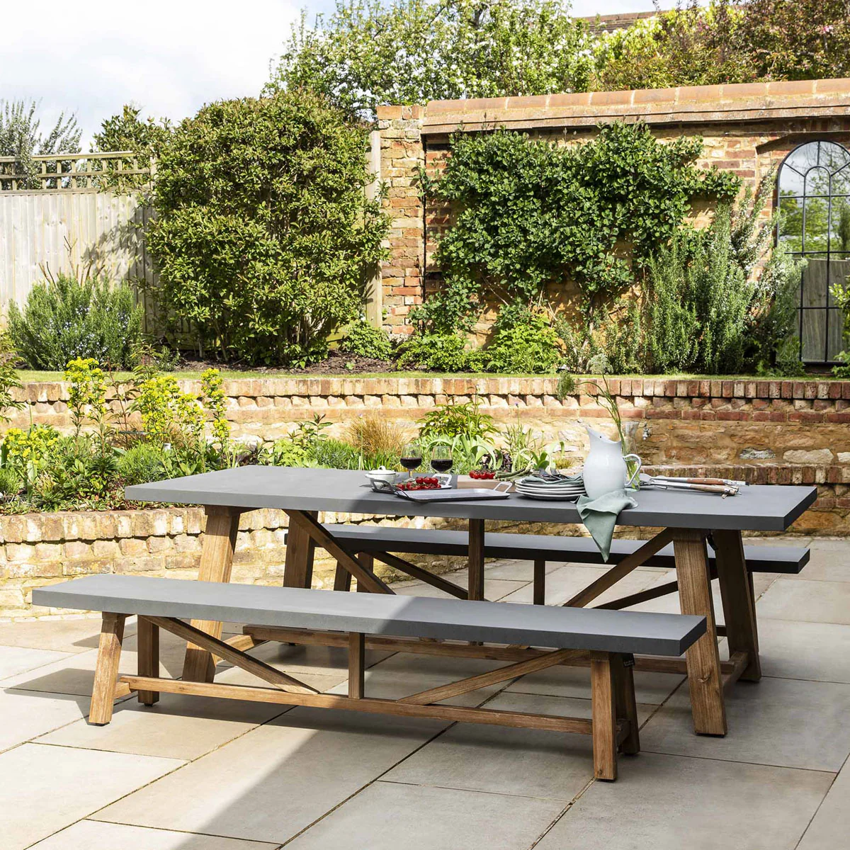 Garden Trading Chilford Table & Bench Set Large Grey - Image 6