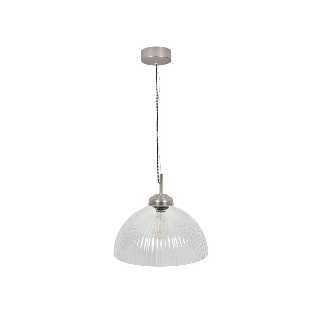 Garden Trading Large Fovant Glass Pendant Light In Satin Nickel
