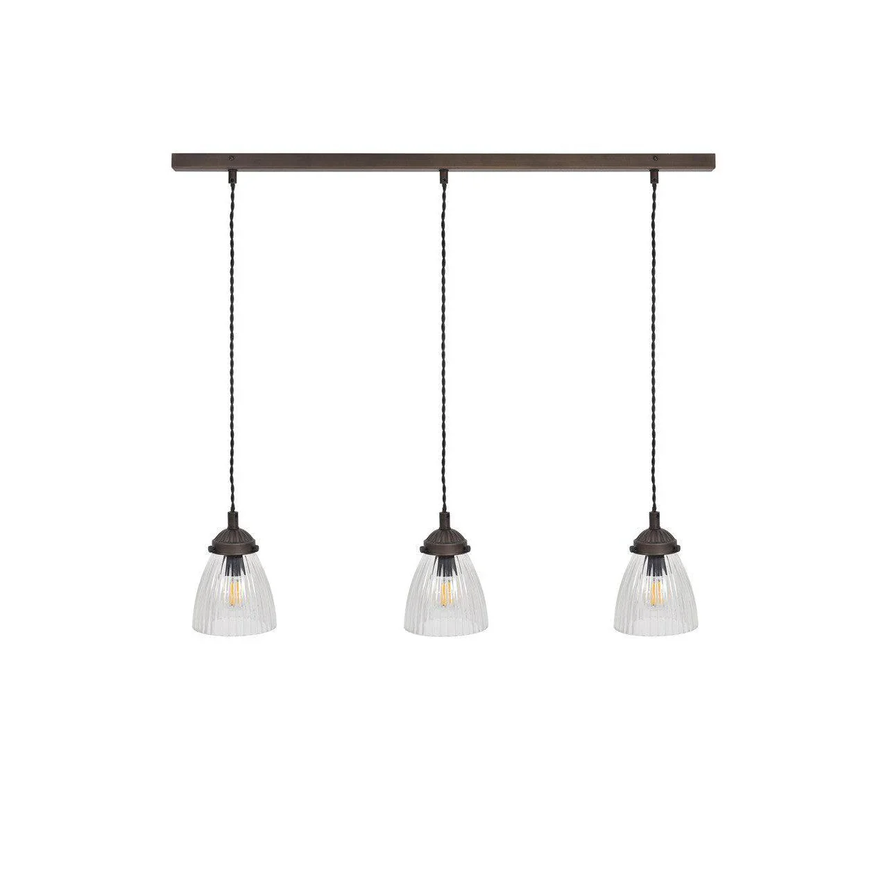Garden Trading Fovant Glass Triple Pendant Light In Antique Bronze