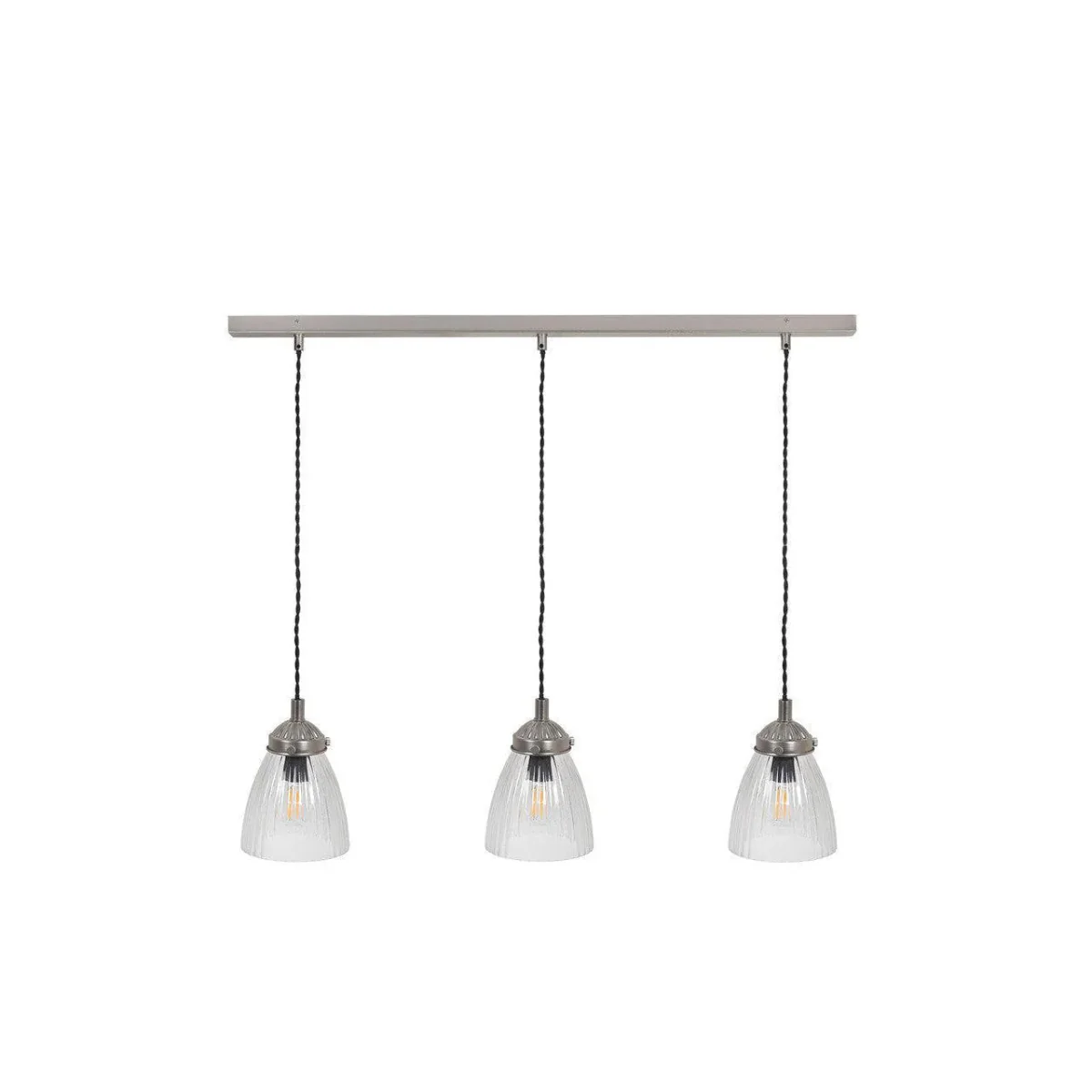 Garden Trading Fovant Glass Triple Pendant Light In Satin Nickel