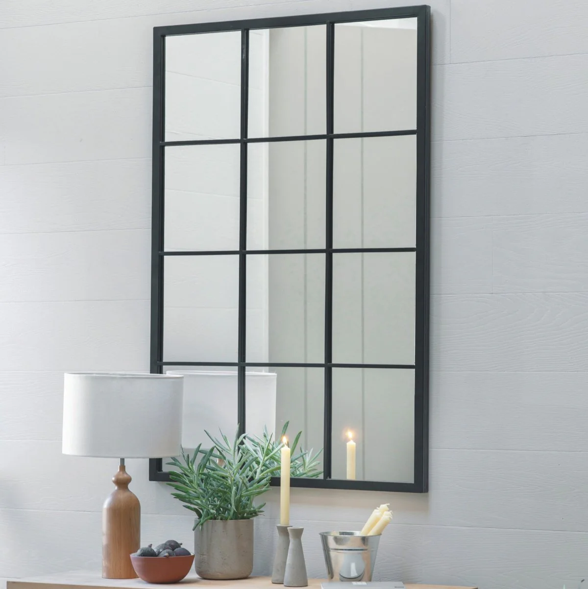 Garden Trading Fulbrook Black Rectangular Window Pane Outdoor Mirror - Image 11