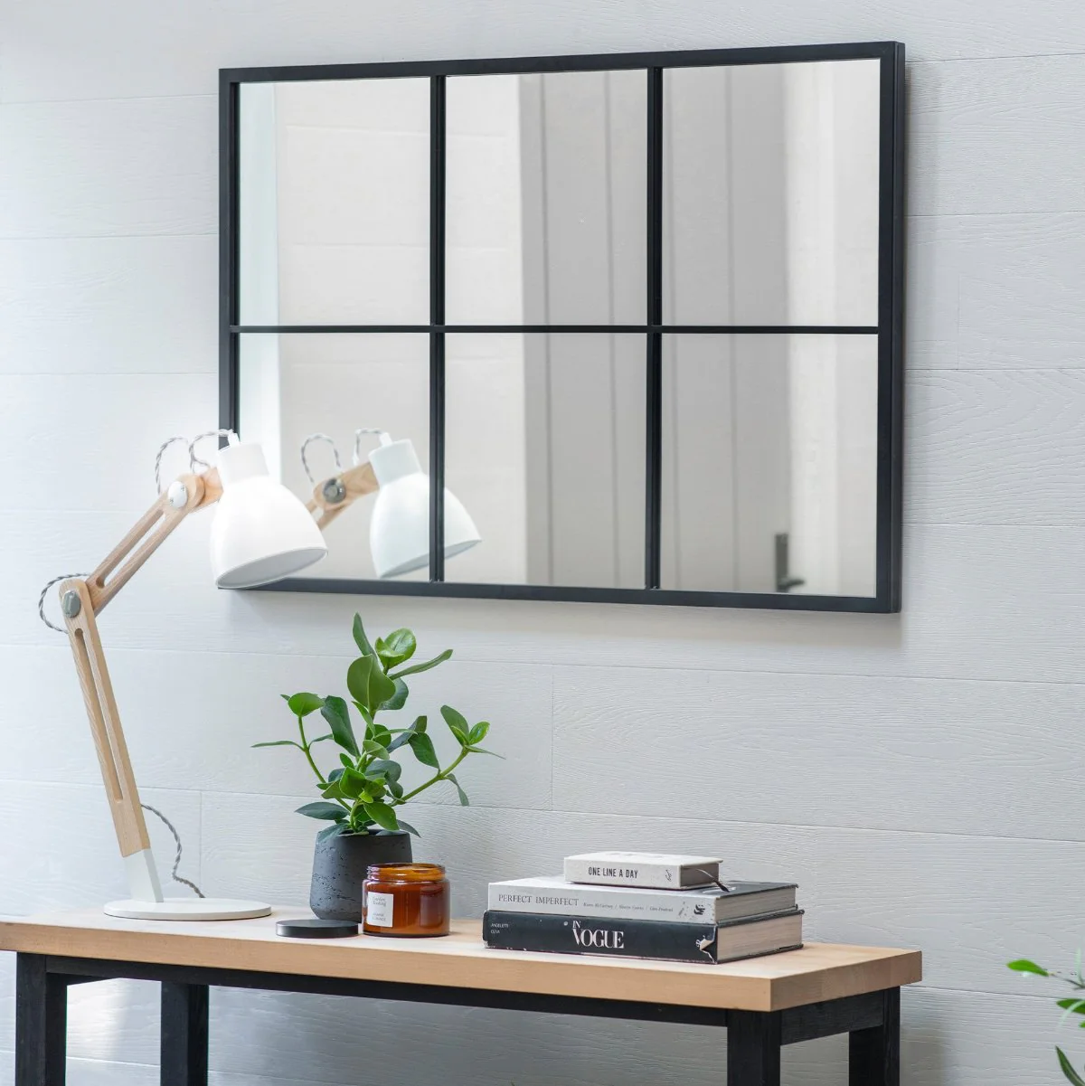 Garden Trading Fulbrook Black Rectangular Window Pane Outdoor Mirror - Image 2