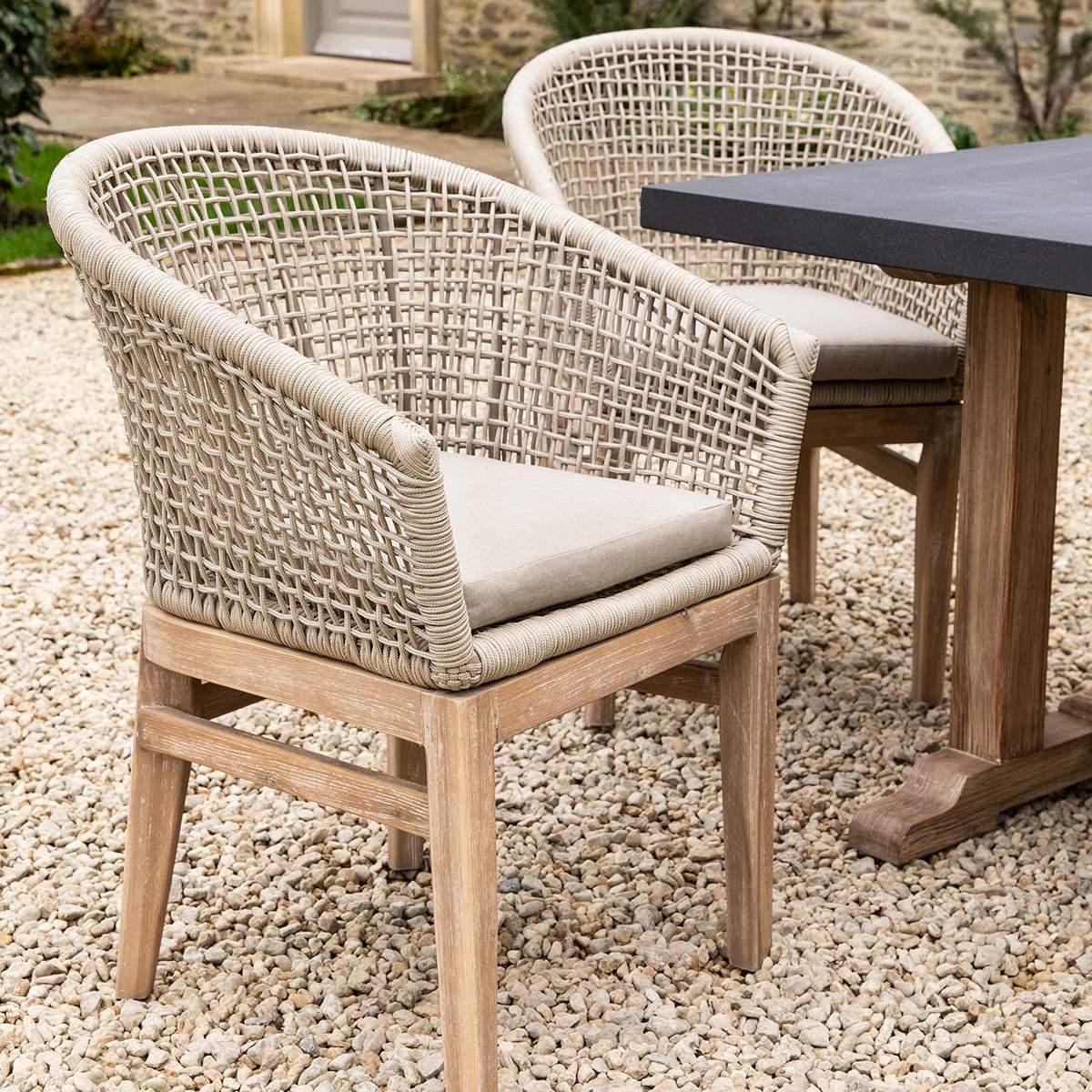 Garden Trading Lynton Dining Chairs with Arms Set of 2 Grey - Image 3