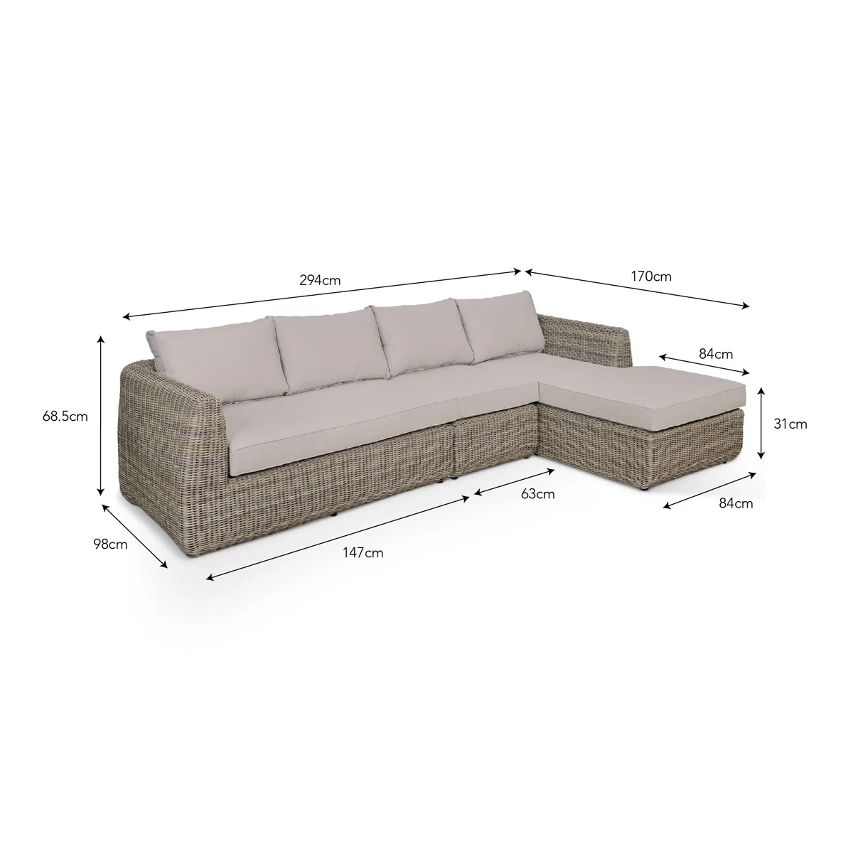 Garden Trading Skala Corner Sofa Set Light Rattan - Image 3