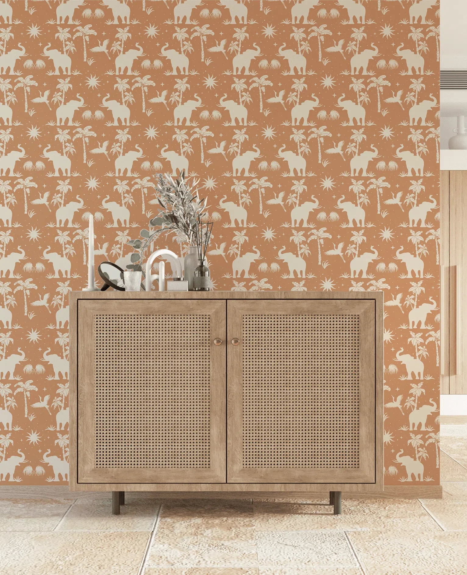 Creative Lab Amsterdam Generous Jungle Dusty Orange Wallpaper Circle Mural - Image 2