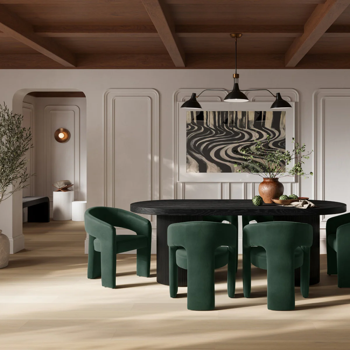 HO+ME Alba Green Fabric Dining Chair - Image 5