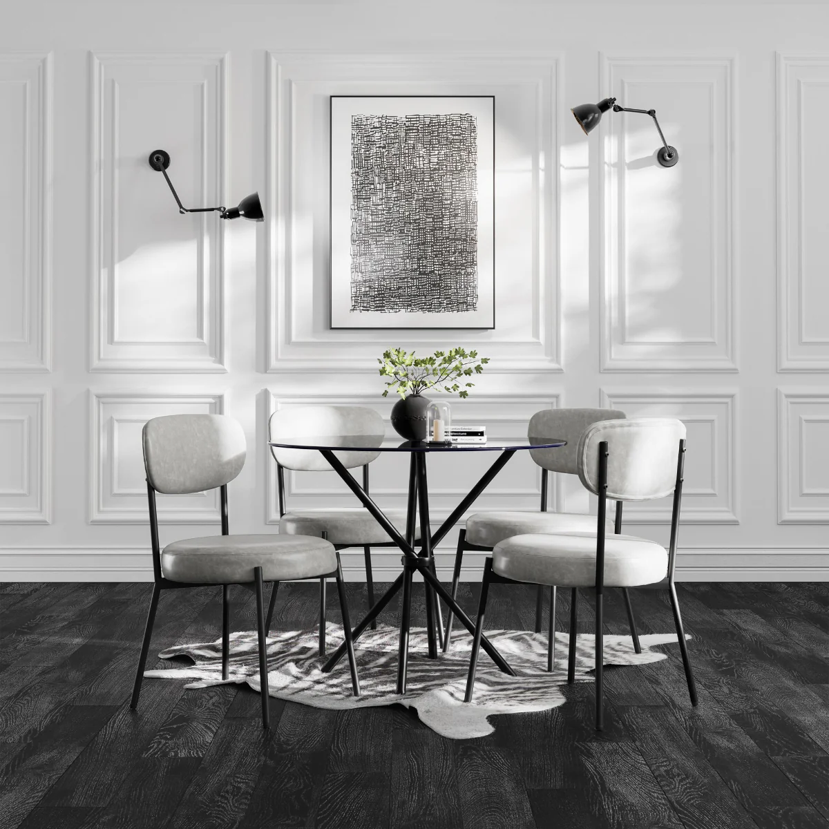 HO+ME Artie Dining Table In Black And Smoked Glass - Image 2