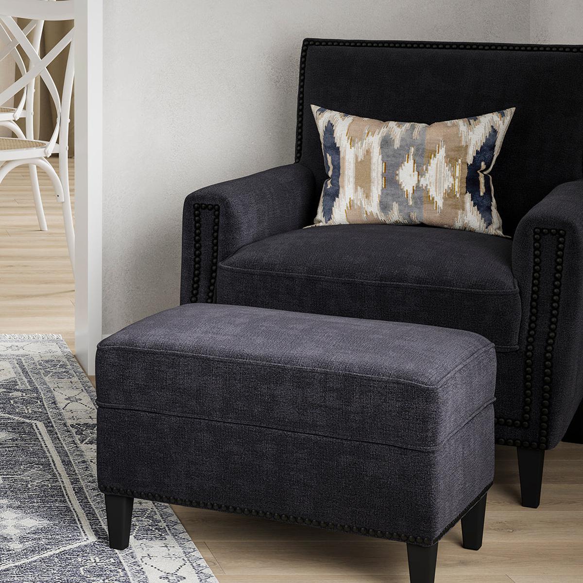 HO+ME Atticus Footstool In Anthracite Grey - Image 5