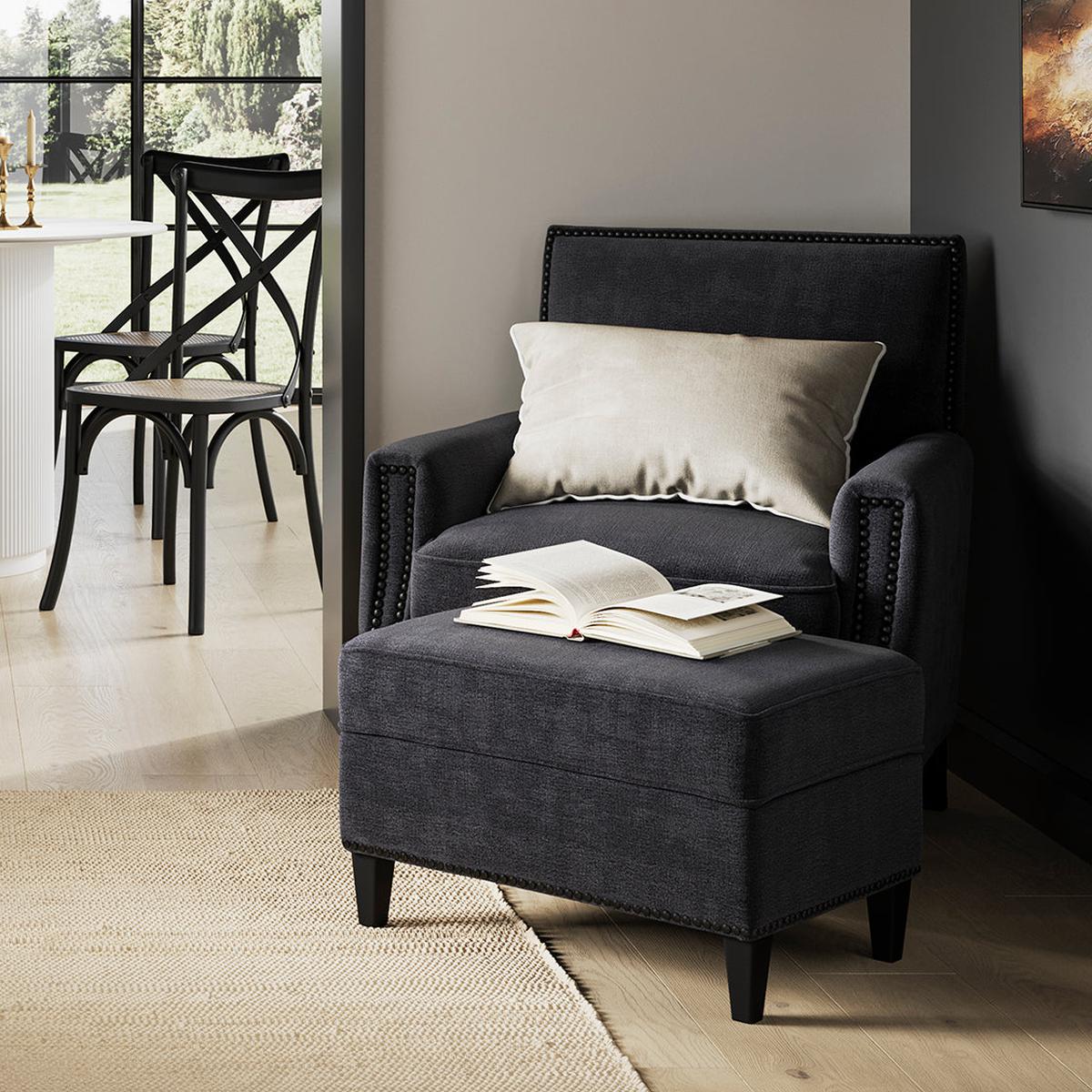 HO+ME Atticus Footstool In Anthracite Grey - Image 6