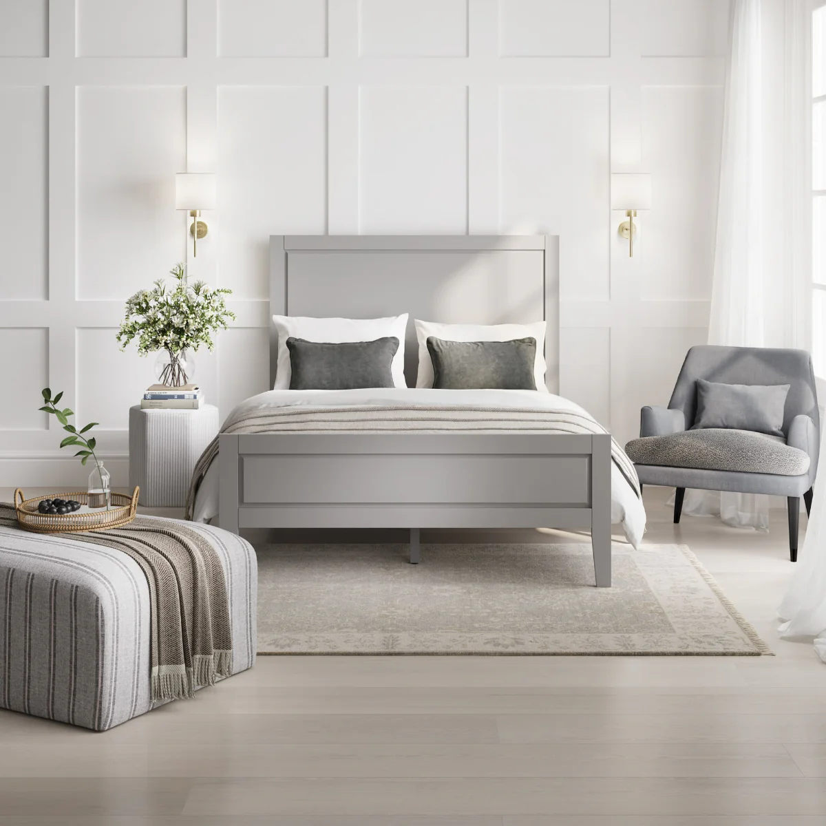 HO+ME Bay King Size Bed In Grey - Image 6