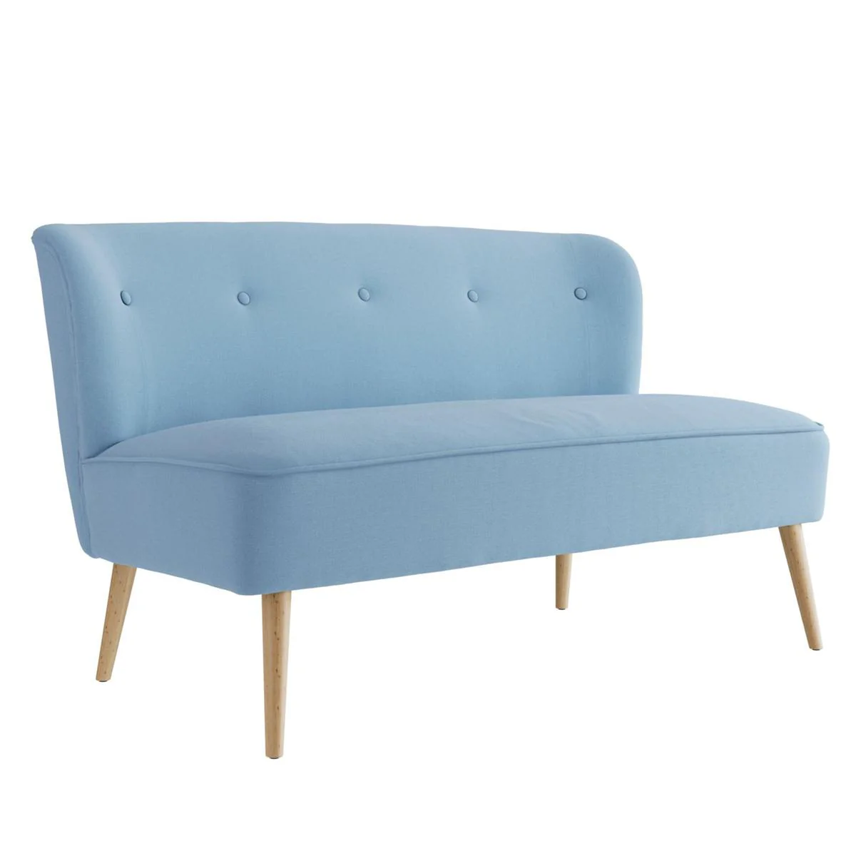 HO+ME Beau 2 Seater Sofa In Cornflower Blue And Smoked Wood