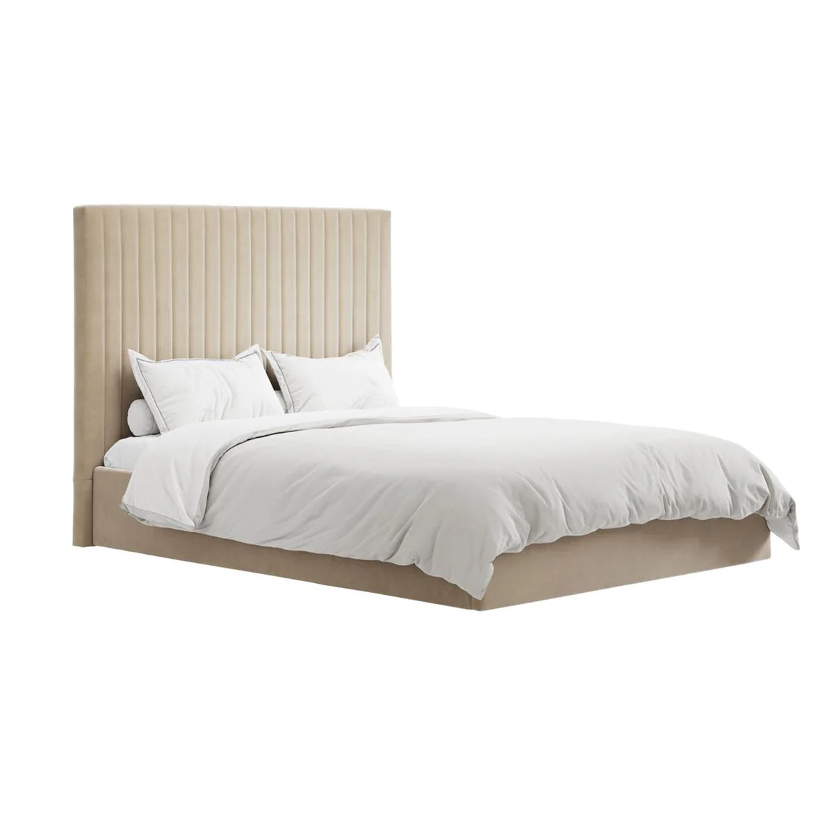 HO+ME Berkeley Tall Ottoman King Size Bed In Beige - Image 2