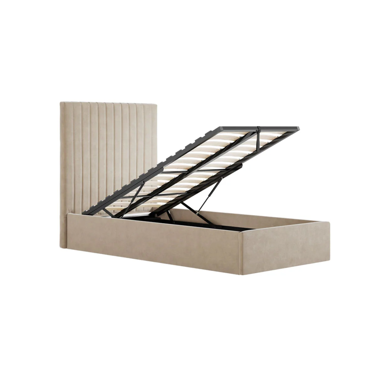 HO+ME Berlin Tall Ottoman Single Bed In Beige - Image 4