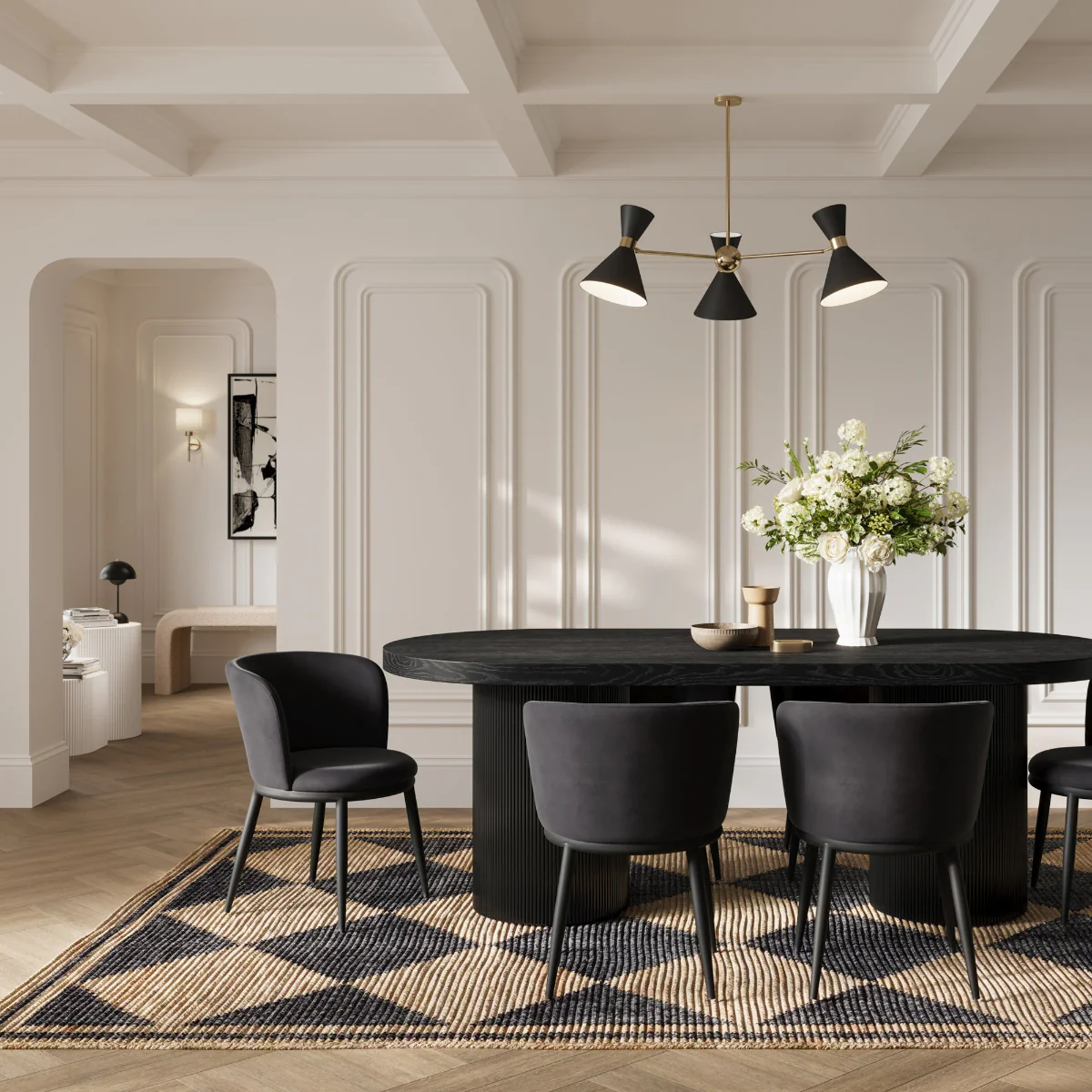 HO+ME Bowie Dining Set of Two Dining Chairs In Black Velvet - Image 5