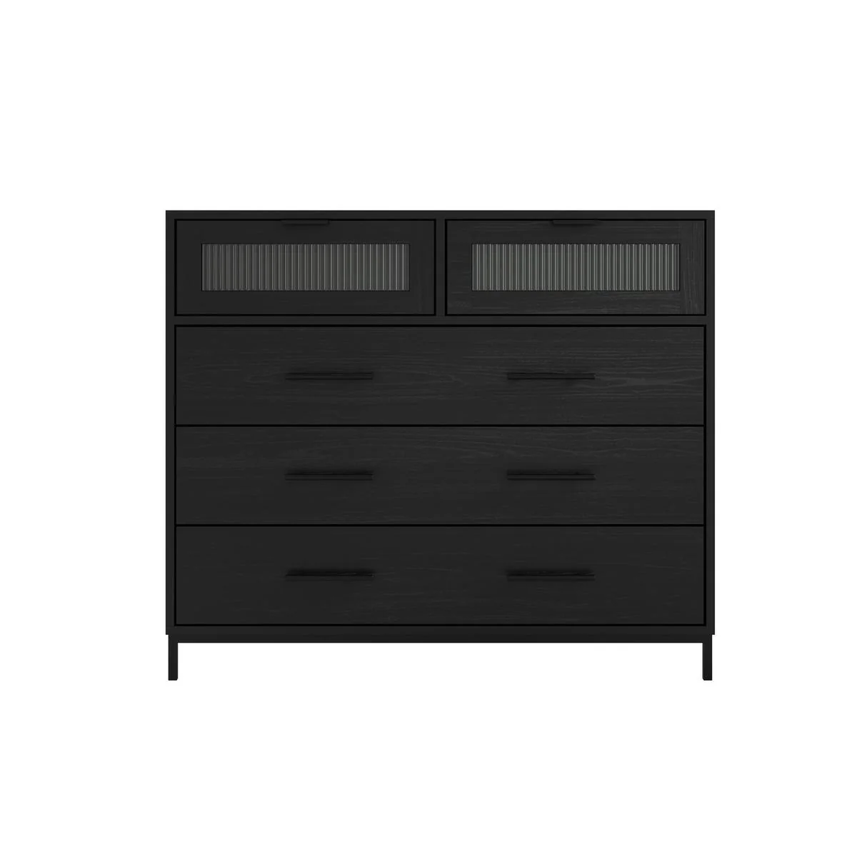 HO+ME Camden Reeded Glass Chest Of Drawers In Black - Image 2
