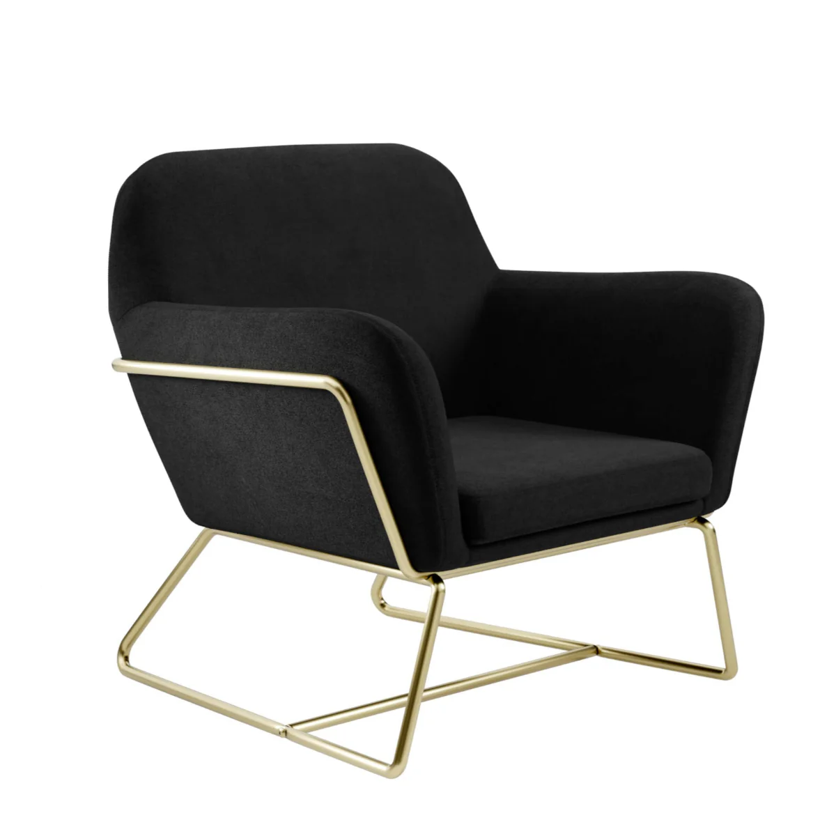 HO+ME Charles Armchair In Black Velvet And Brushed Gold