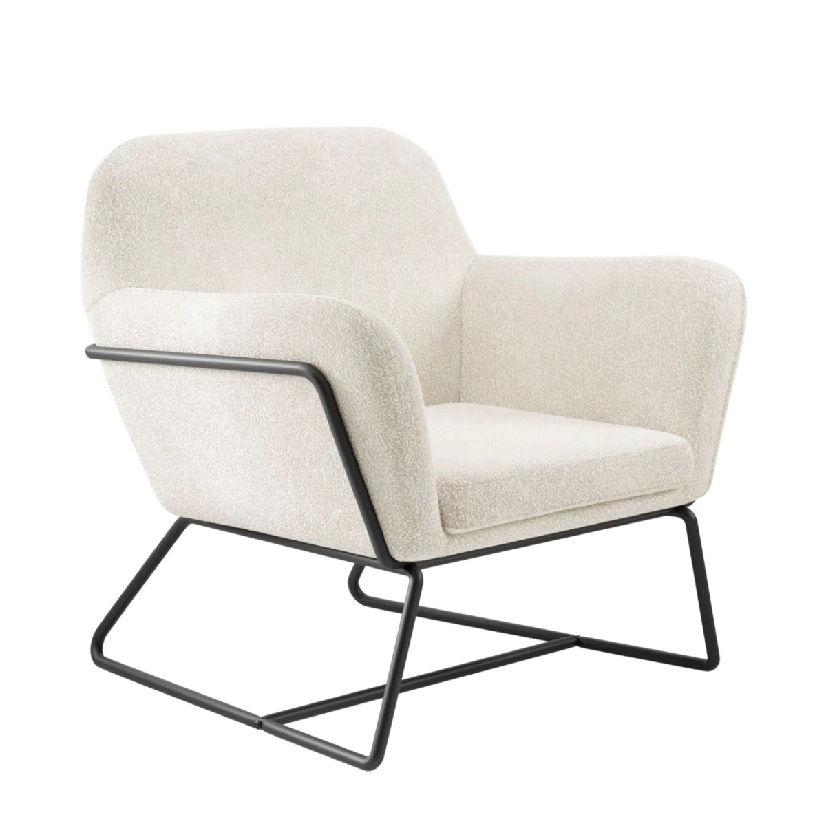 HO+ME Charles Armchair In Ivory Boucle And Matte Black