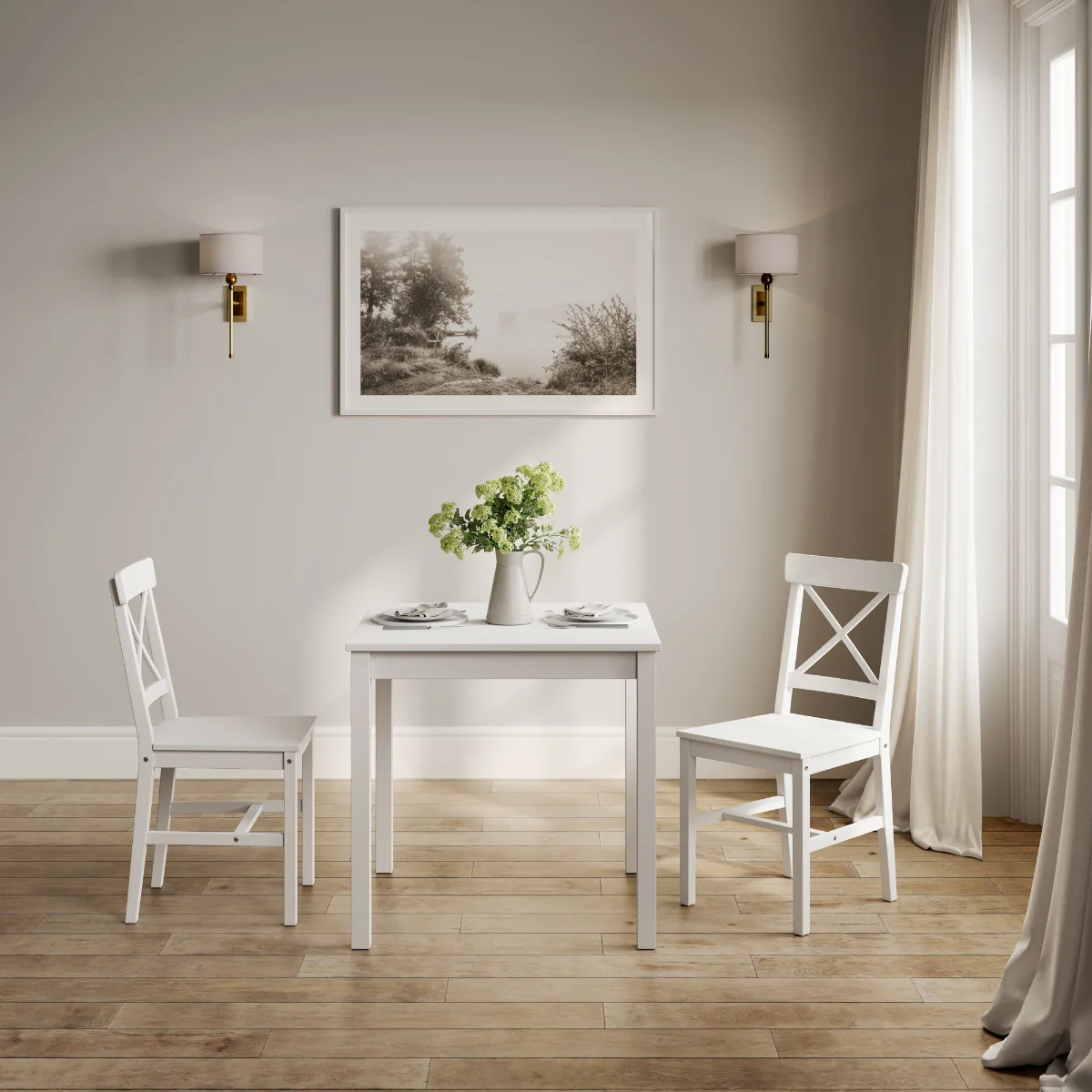HO+ME Crawford 2 Seater Dining Table Set In White - Image 6