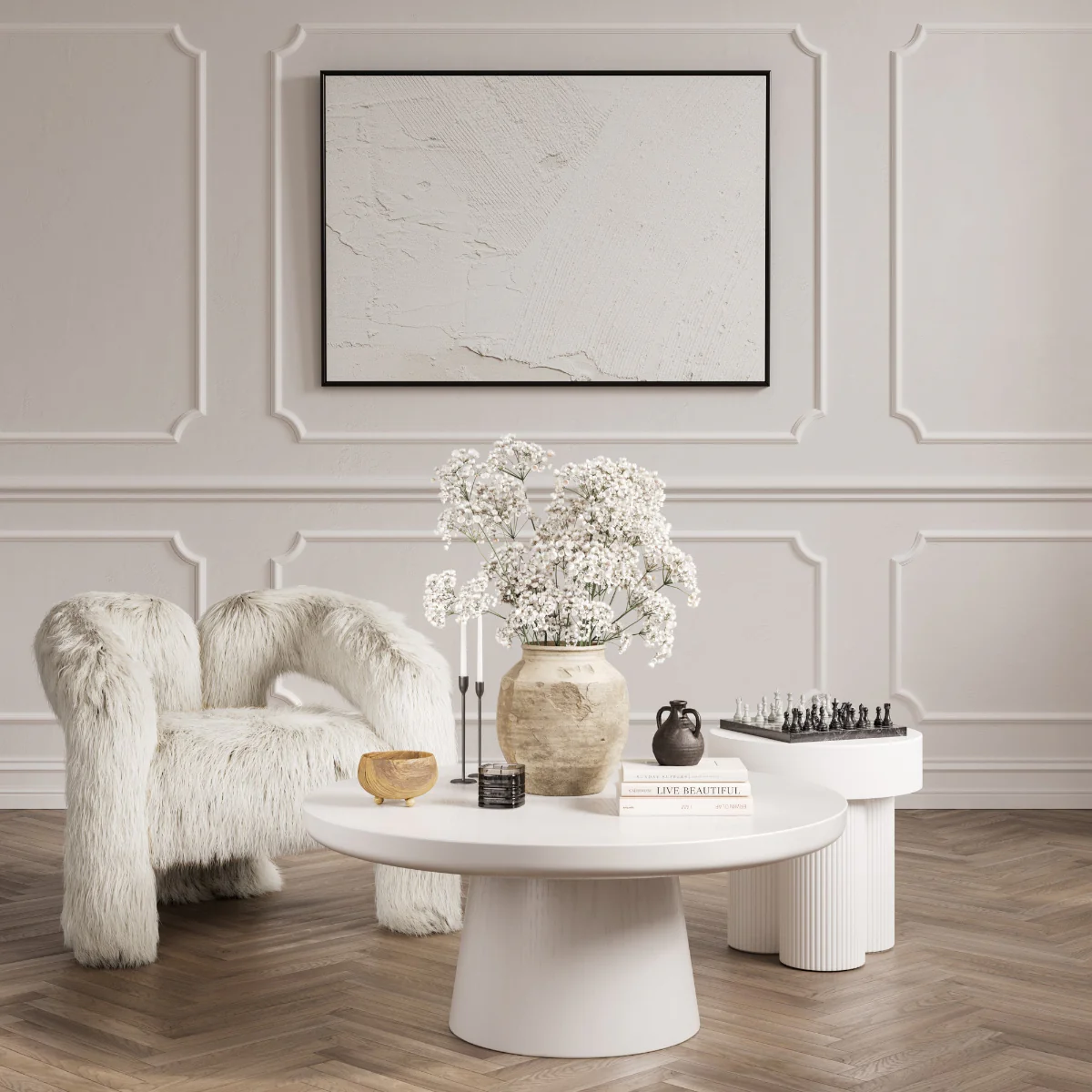 HO+ME Elara Round Coffee Table In White - Image 4