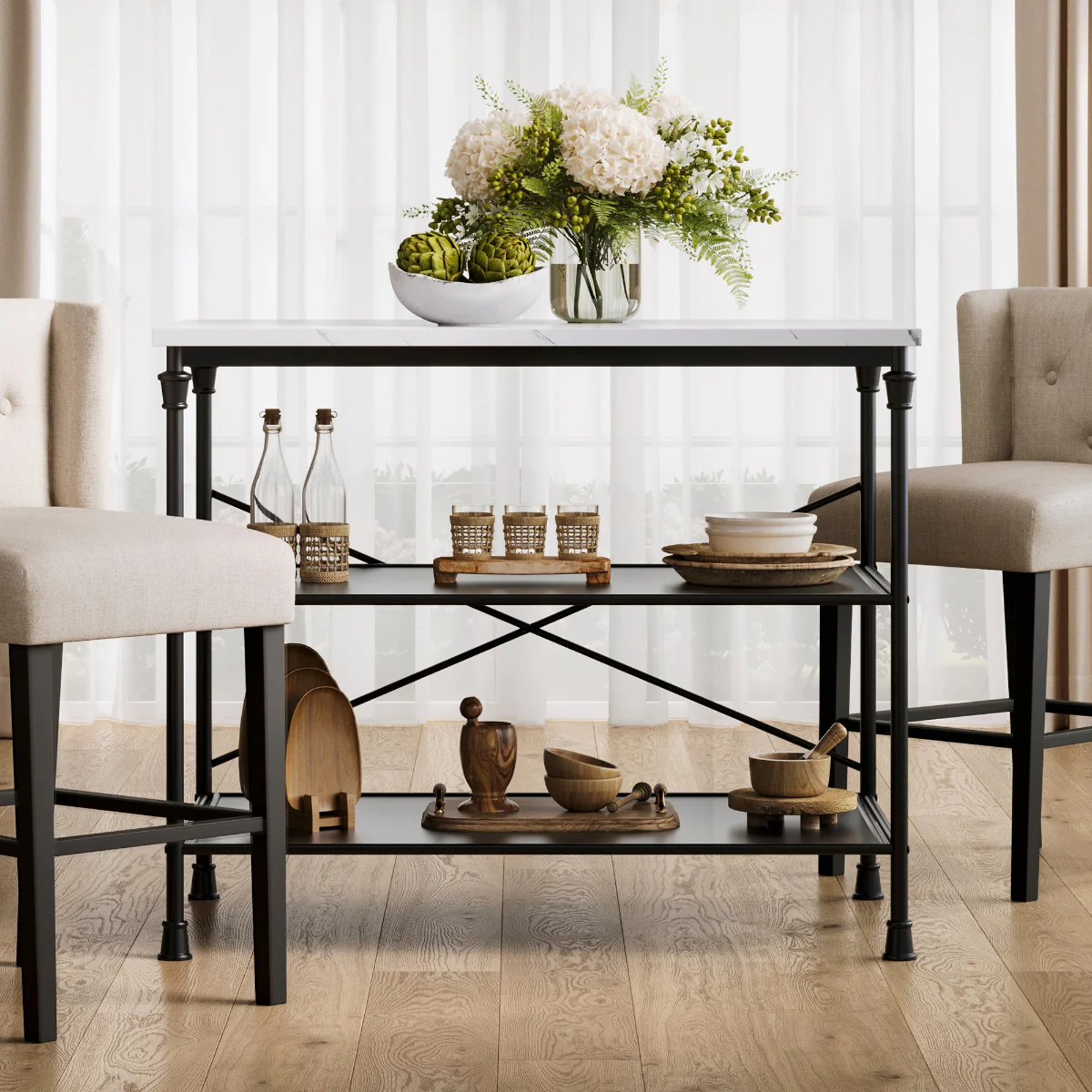 HO+ME Fairmont Marbled Kitchen Island Table - Image 5