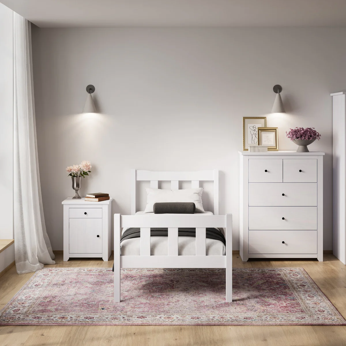 HO+ME Havana King Size Bed In Washed White - Image 5