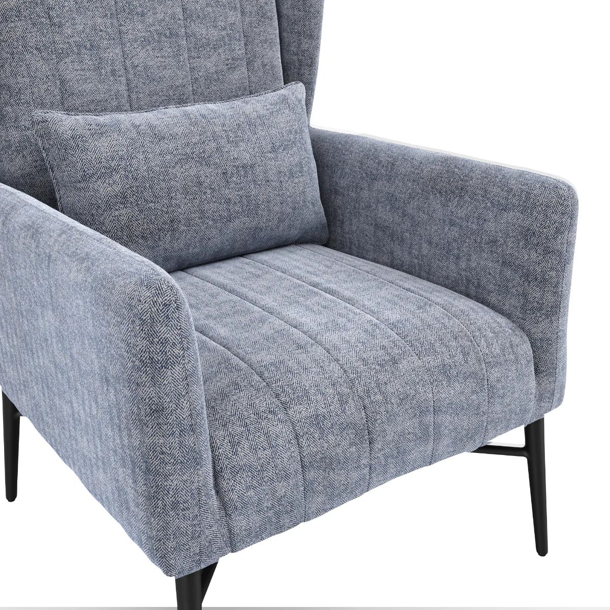 HO+ME Henley Armchair In Navy Herringbone Twill - Image 4