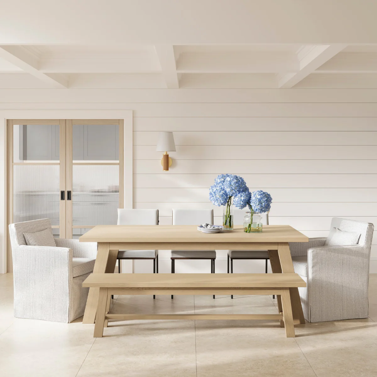 HO+ME Hettie Dining Chair In Grey Ticking - Image 6