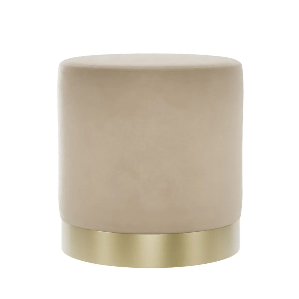 HO+ME Lara Small Pouffe In Brushed Gold And Beige Velvet