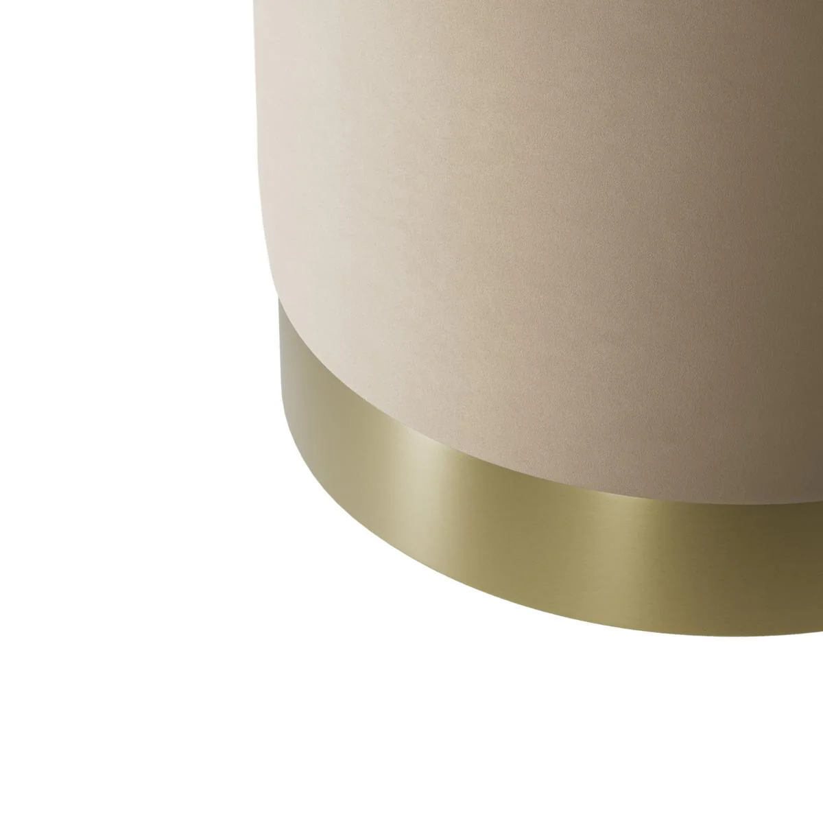 HO+ME Lara Small Pouffe In Brushed Gold And Beige Velvet - Image 2