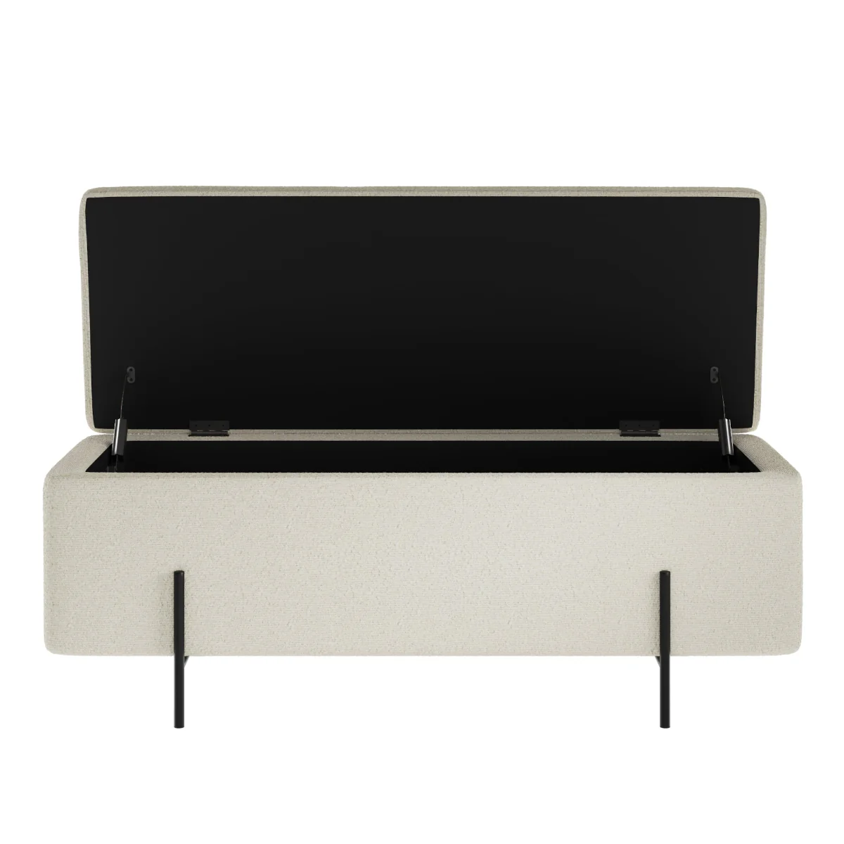 HO+ME Lola Storage Ottoman In Matte Black And Ivory Boucle - Image 3