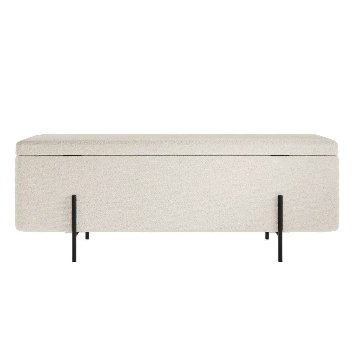HO+ME Lola Storage Ottoman In Matte Black And Ivory Boucle - Image 4