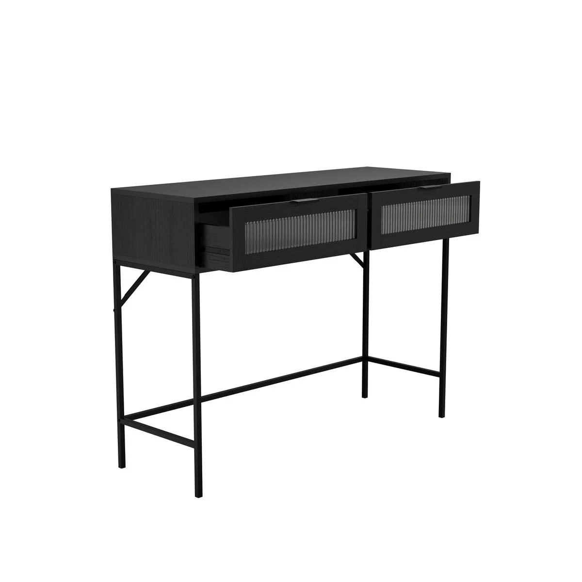 HO+ME Riga Reeded Glass Console Table In Black - Image 4