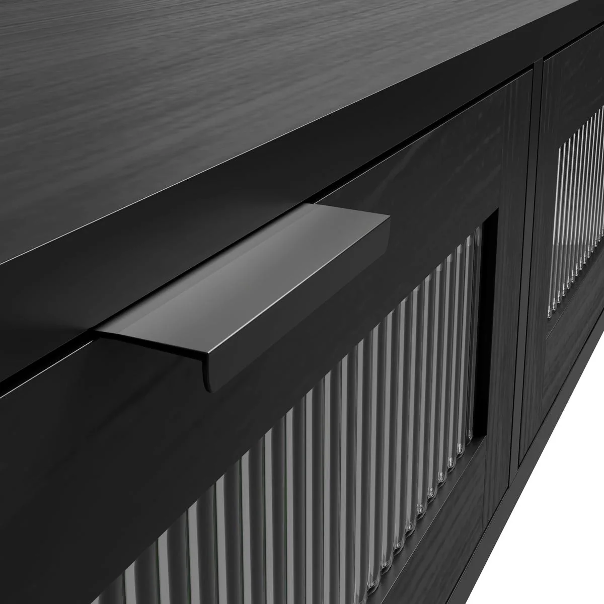 HO+ME Riga Reeded Glass Console Table In Black - Image 6