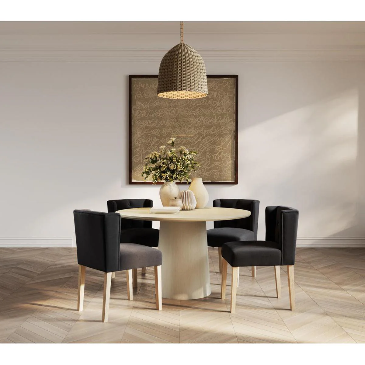 HO+ME Shay Winged Dining Chair In Anthracite Grey - Image 6