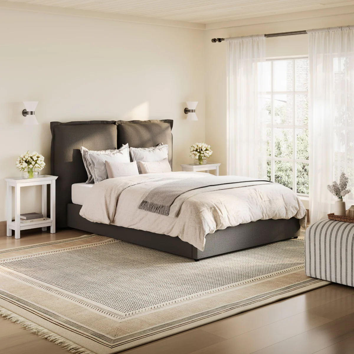 HO+ME Sunday King Size Bed In Deep Grey - Image 4