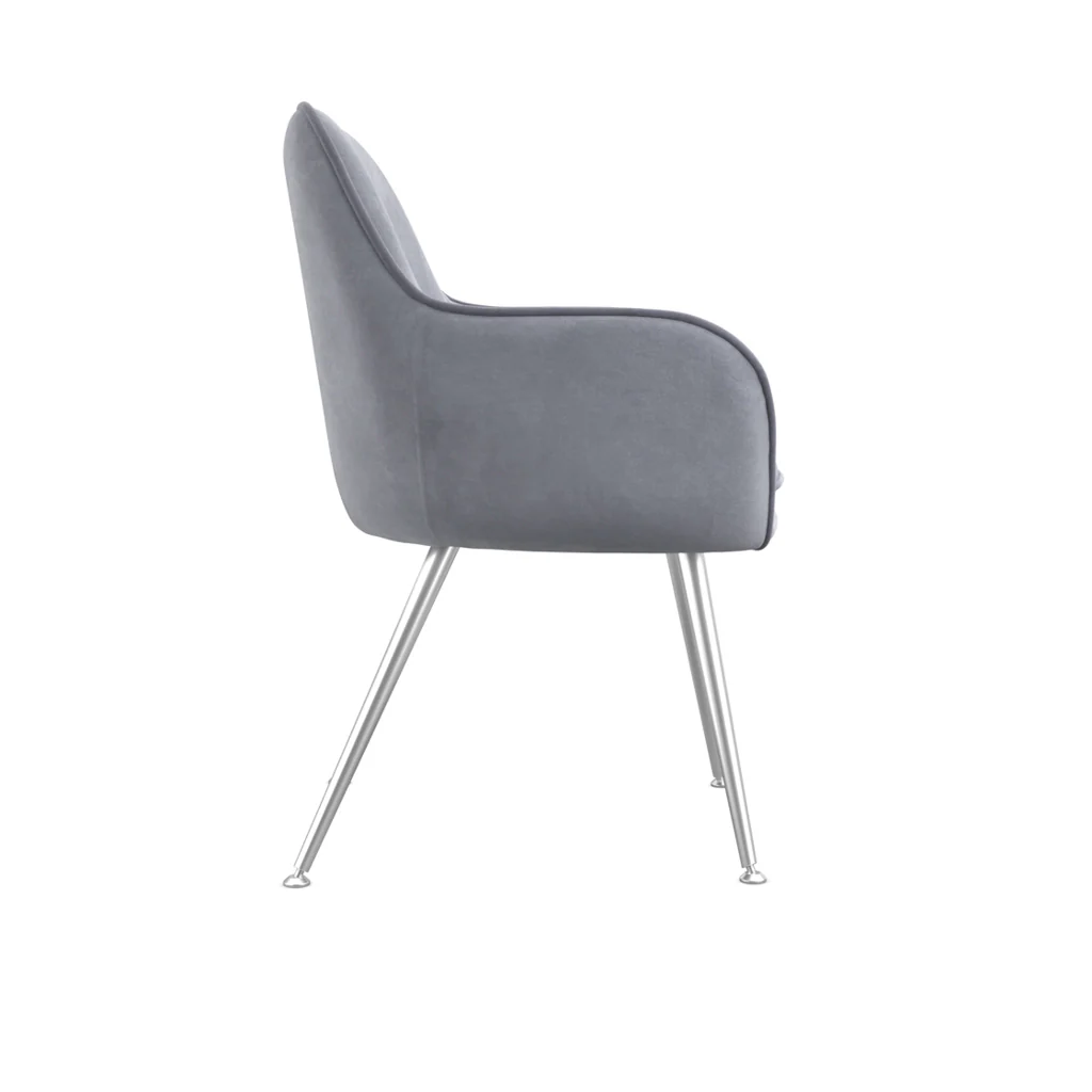 HO+ME Tara Dining Set of Two Dining Chairs in Grey Velvet - Image 2