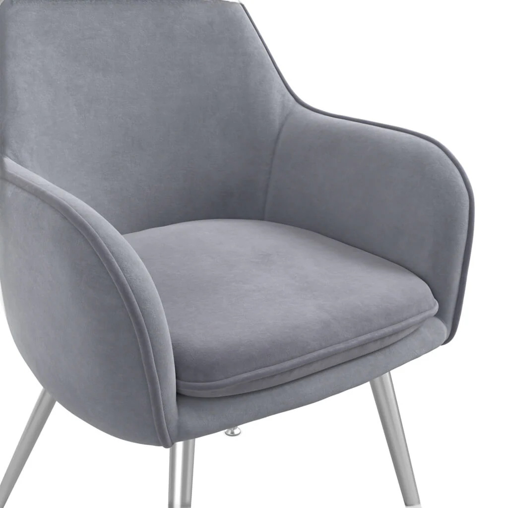HO+ME Tara Dining Set of Two Dining Chairs in Grey Velvet - Image 4