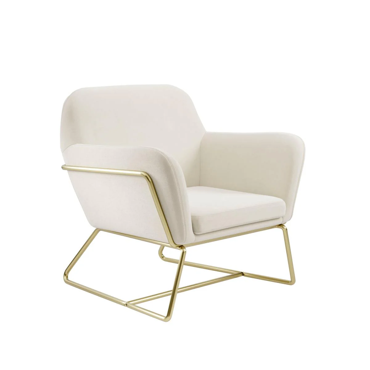 HO+ME Tobias Armchair In Cream Velvet And Brushed Gold