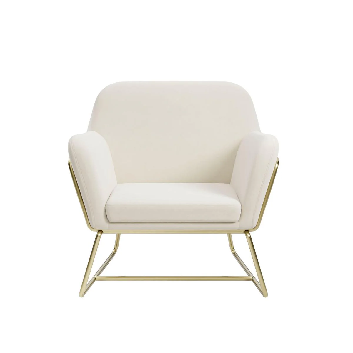 HO+ME Tobias Armchair In Cream Velvet And Brushed Gold - Image 2