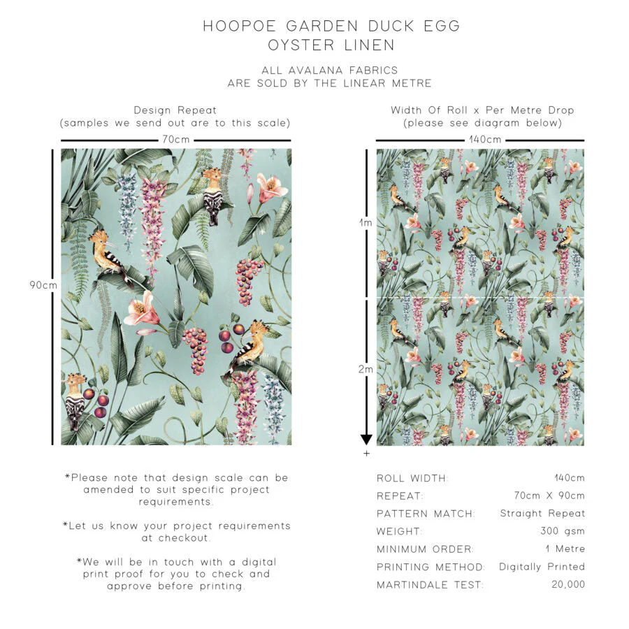 Avalana Hoopoe Garden Oyster Linen Fabric - Image 4