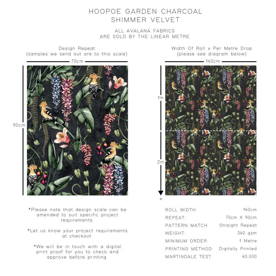 Avalana Hoopoe Garden Shimmer Velvet Fabric - Image 4