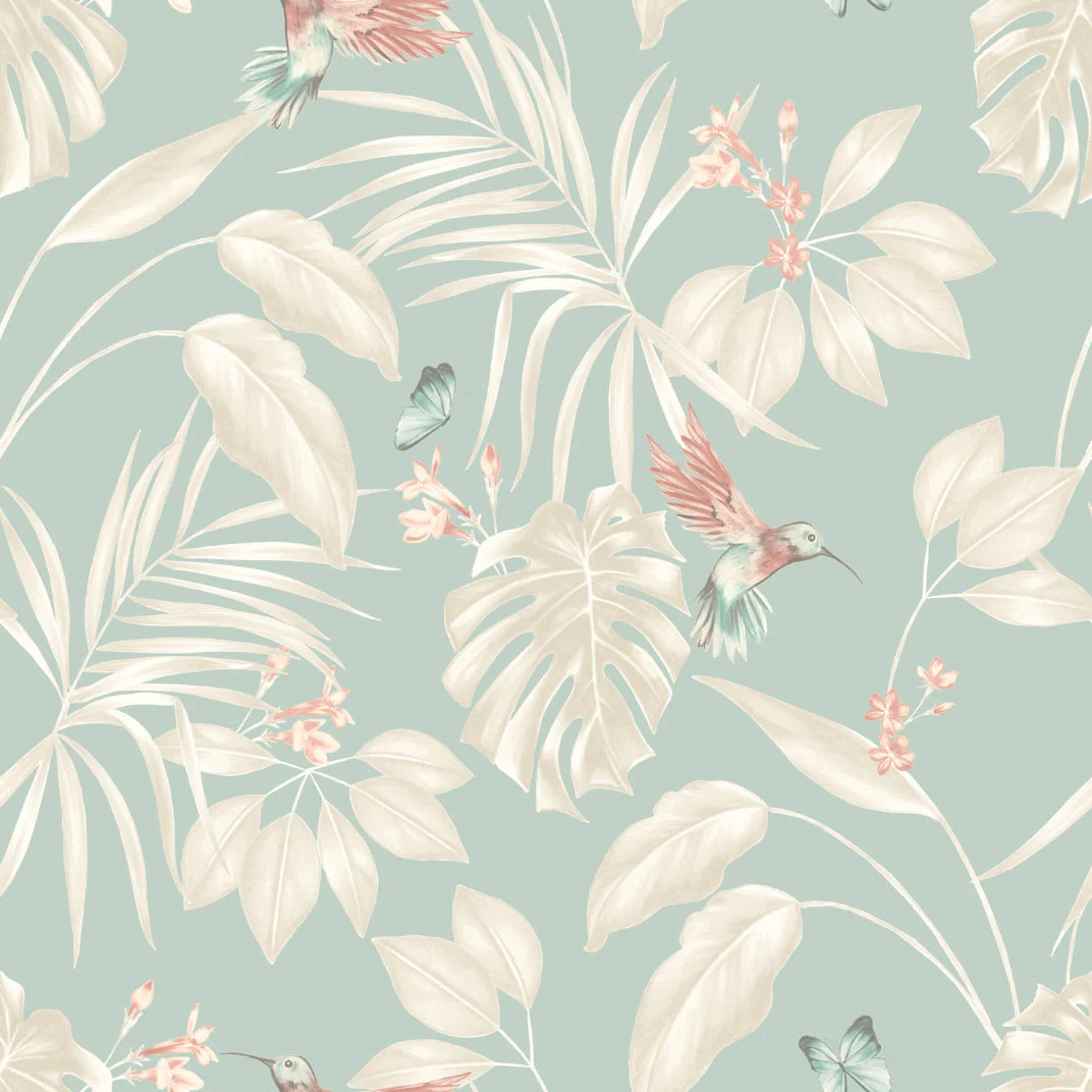 Ohpopsi Hummingbird Wallpaper - Rich Duck Egg