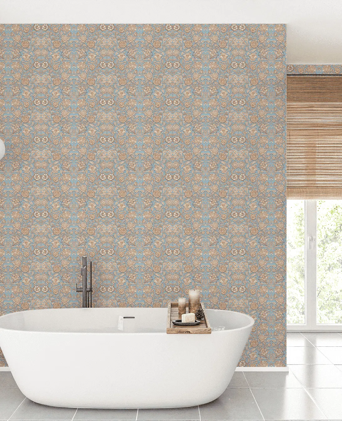 Creative Lab Amsterdam Indian Flower Blue Wallpaper Mural - Image 5