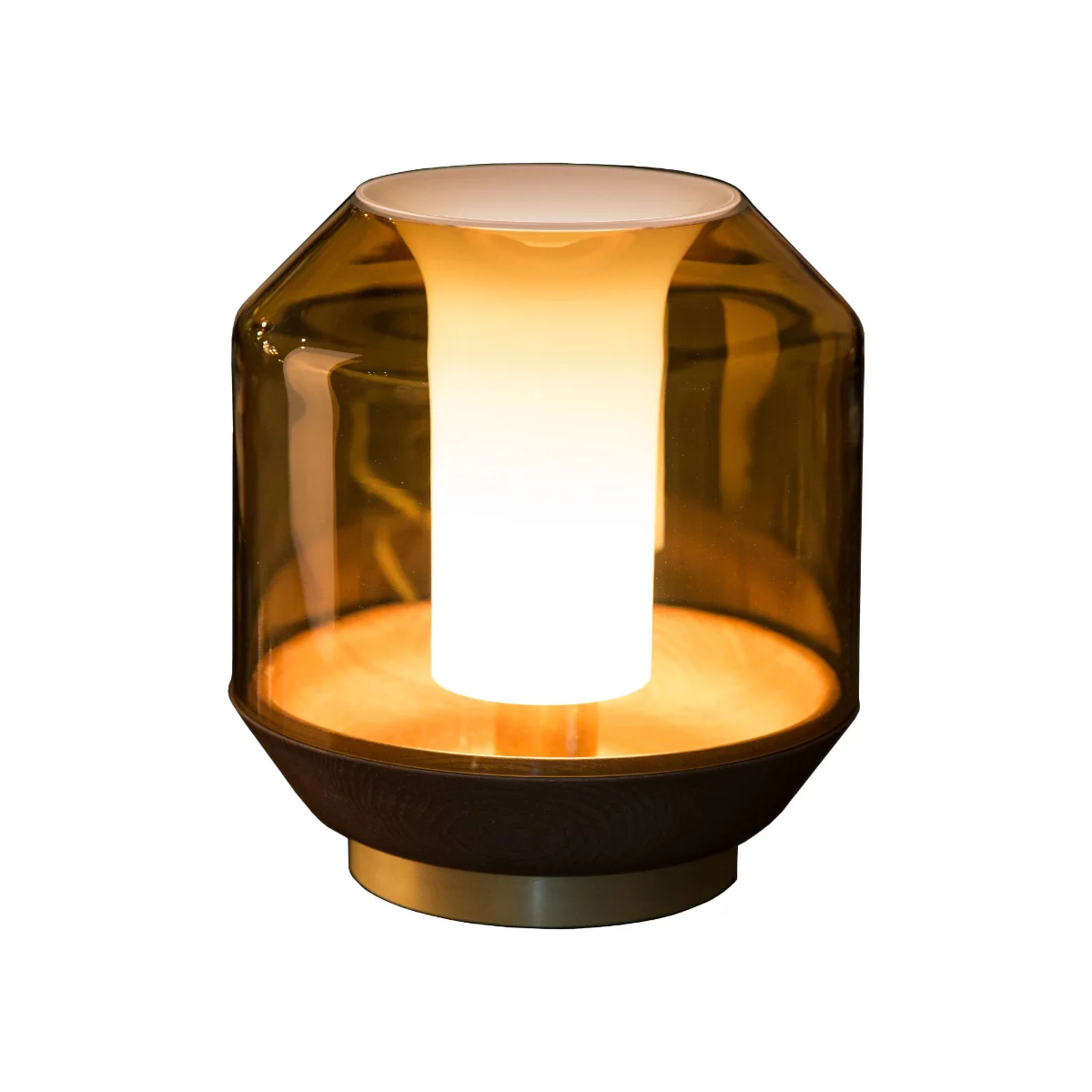 Innermost Lateralis Table Light Opal + Amber Glass, Anodised Gold