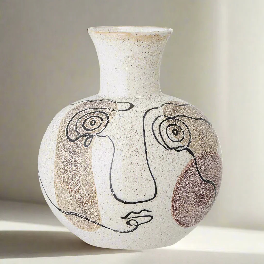 Bloomingville Irini Deco White Stoneware Vase - Image 2