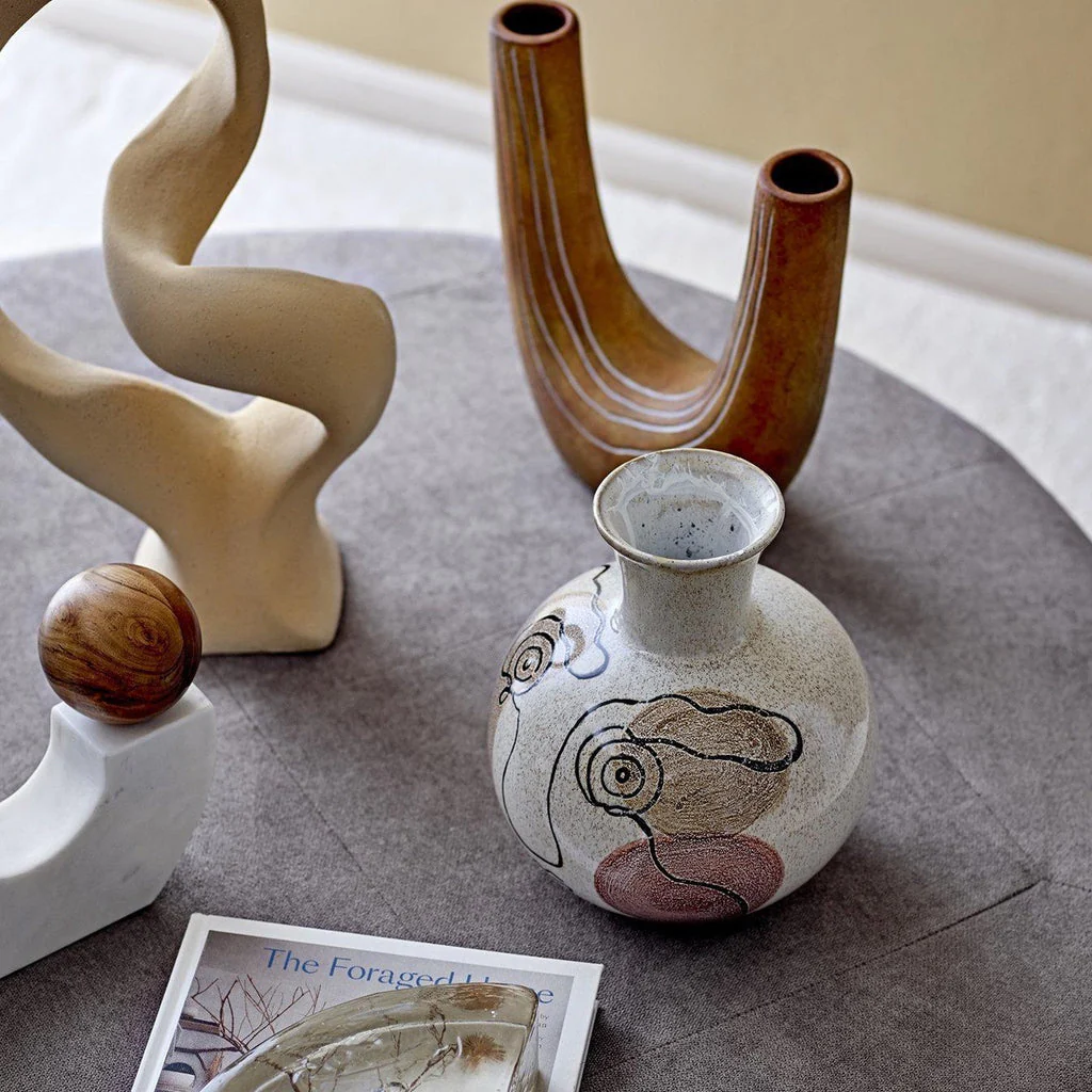 Bloomingville Irini Deco White Stoneware Vase - Image 4