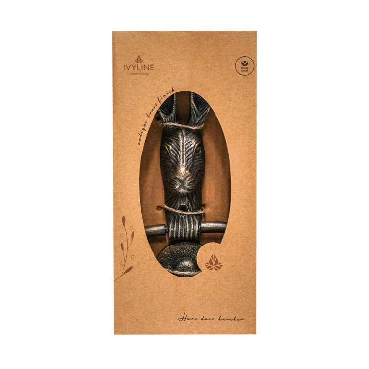 Ivyline Cast Iron Hare Door Knocker Antique Brass - Image 3