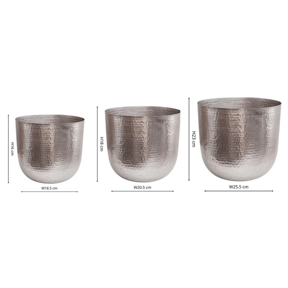 Ivyline Felix Hammered Metal Planter Set of 3 - Image 5