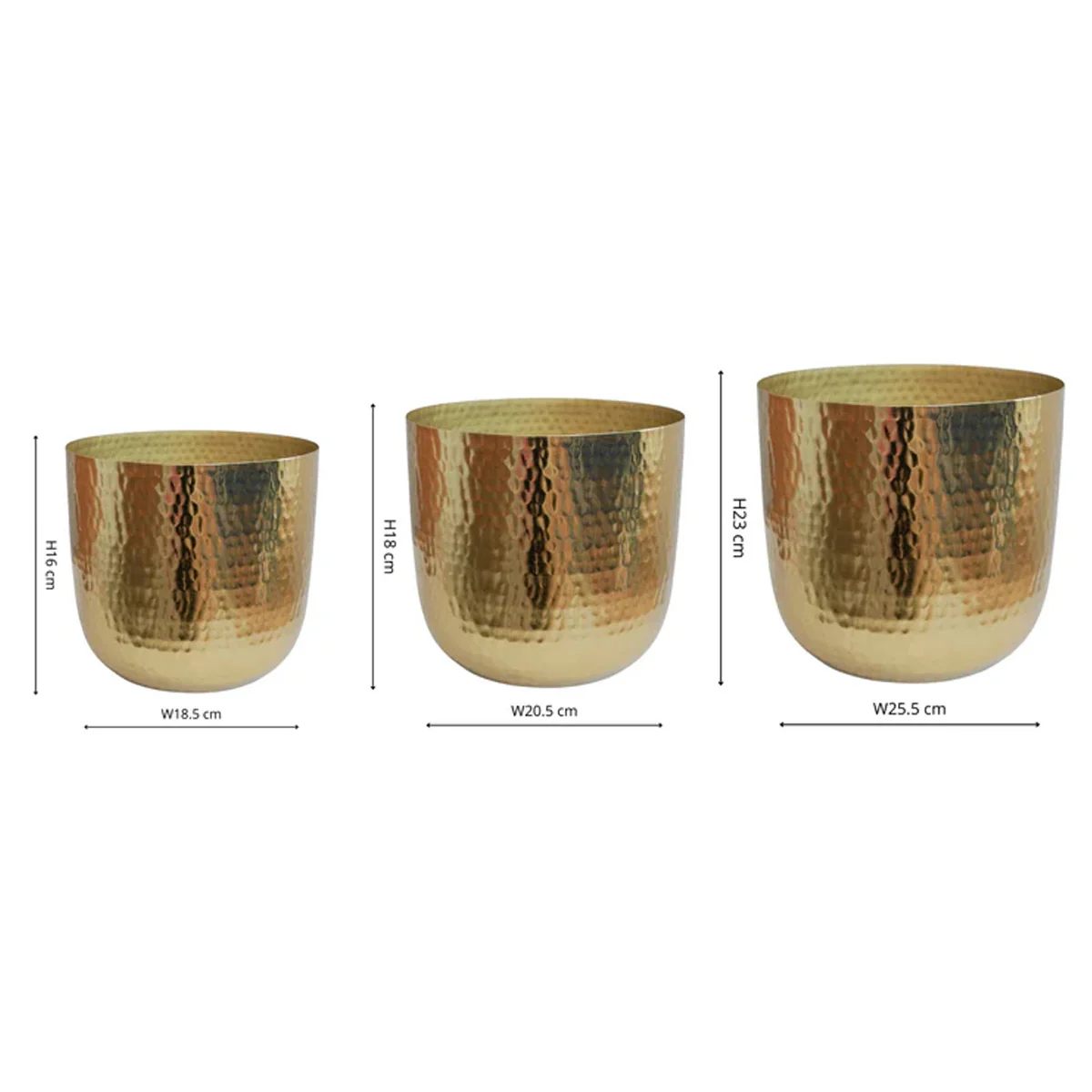 Ivyline Felix Hammered Metal Planter Set of 3 - Image 8